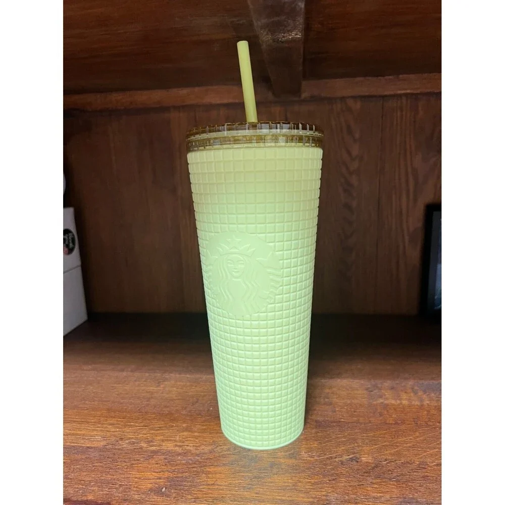 Starbucks Starbucks Yellow Grid Green Meadow Tumbler 24oz Venti Travel Insulatef